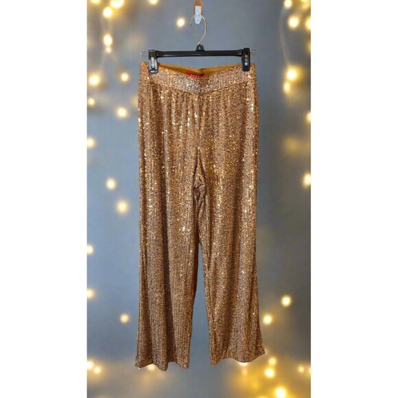 Guess Brown Leaf Sequin Palazzo Pants - Picture 1 of 4